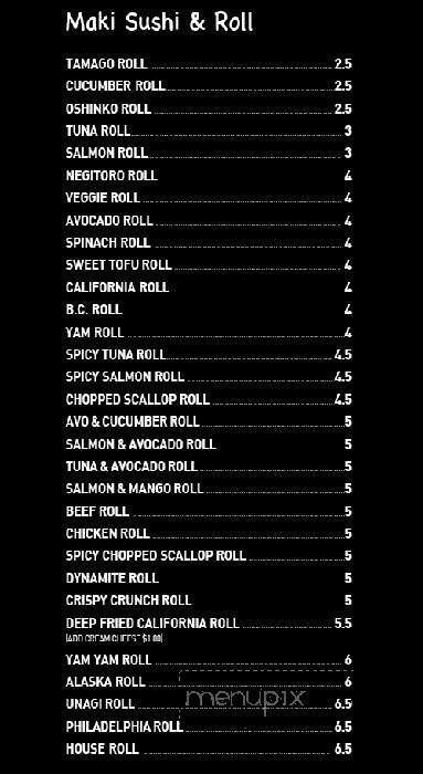 Sushi Hub - Vancouver, BC menu_pic