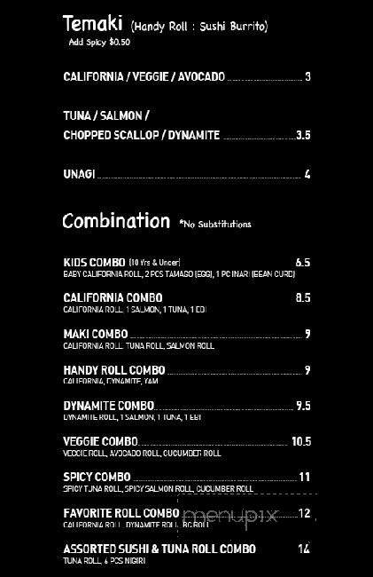 Sushi Hub - Vancouver, BC menu_pic