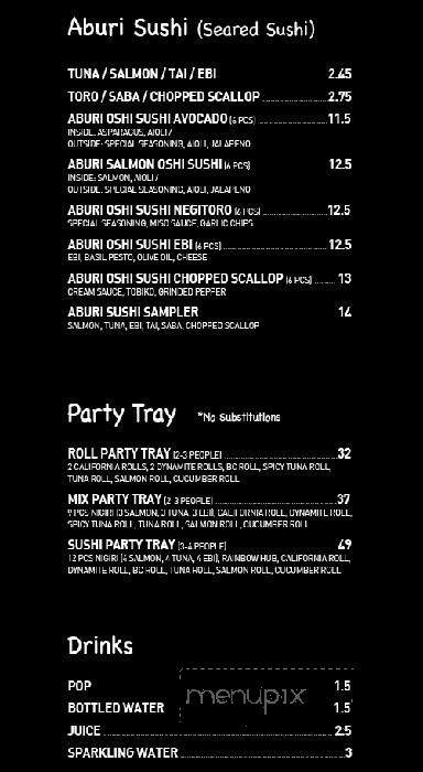 Sushi Hub - Vancouver, BC menu_pic