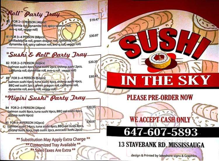 Sushi in the Sky - Mississauga, ON menu_pic