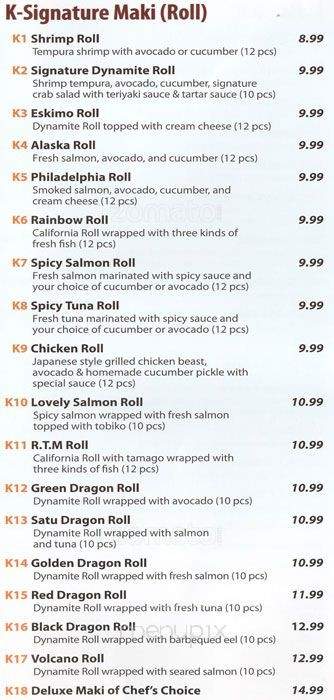 Sushi K Express - Toronto, ON menu_pic