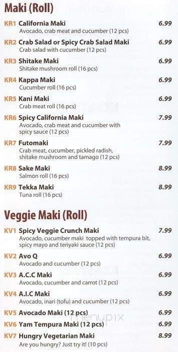 Sushi K Express - Toronto, ON menu_pic