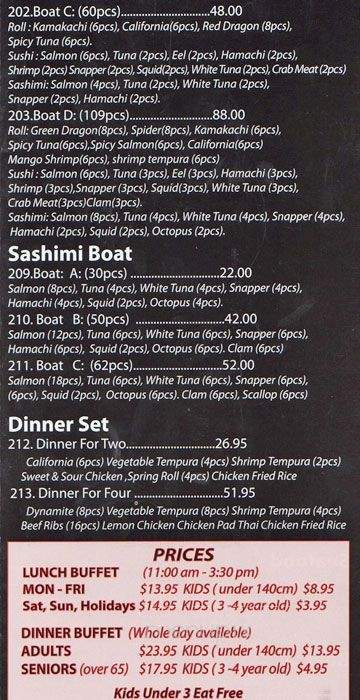 Ten Sushi Buffet - Ottawa, ON menu_pic