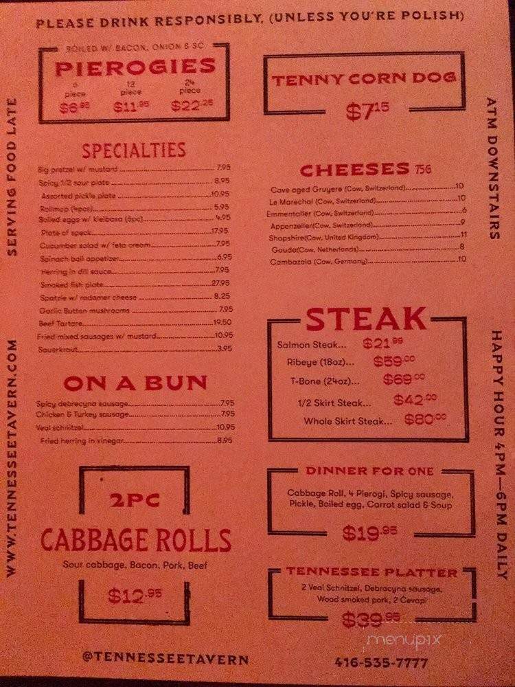 Tennessee - Toronto, ON menu_pic