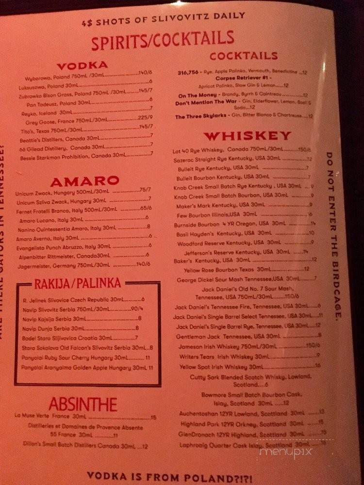 Tennessee - Toronto, ON menu_pic