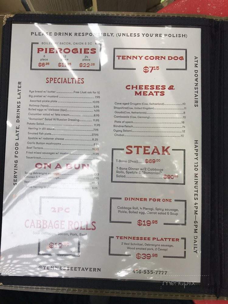 Tennessee - Toronto, ON menu_pic
