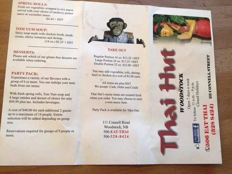 Thai Hut - Woodstock, NB menu_pic