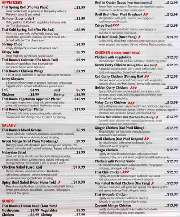 Thai Room - Toronto, ON menu_pic