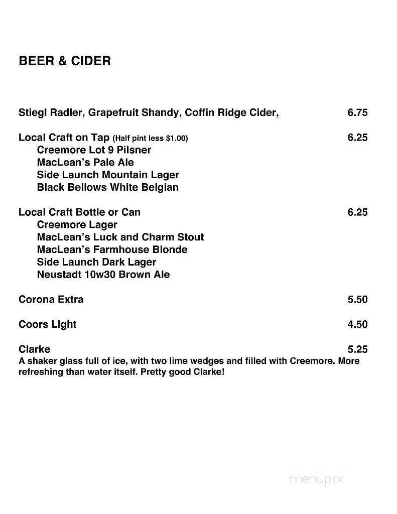 The Bicycle Cafe - Flesherton, ON menu_pic
