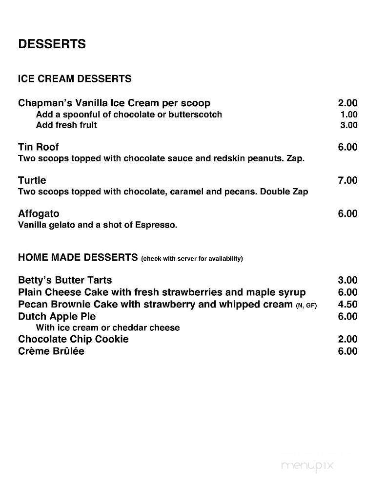 The Bicycle Cafe - Flesherton, ON menu_pic