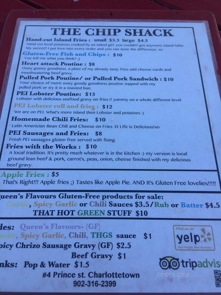 The Chip Shack - Charlottetown, PE menu_pic