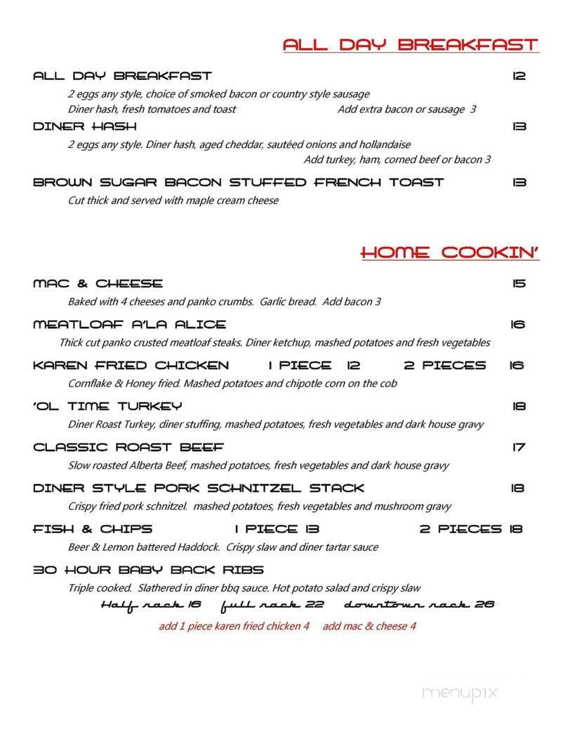 The Downtown Diner - Fort Saskatchewan, AB menu_pic