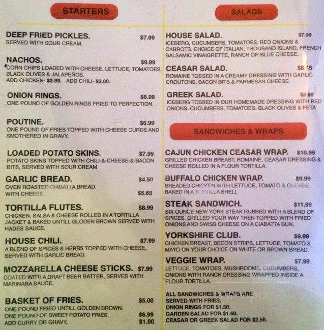 The Yorkshire Arms - Mississauga, ON menu_pic