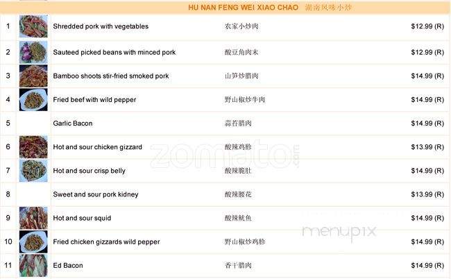 Tian Shi Fu - Richmond, BC menu_pic
