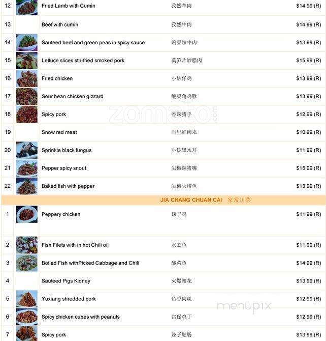 Tian Shi Fu - Richmond, BC menu_pic