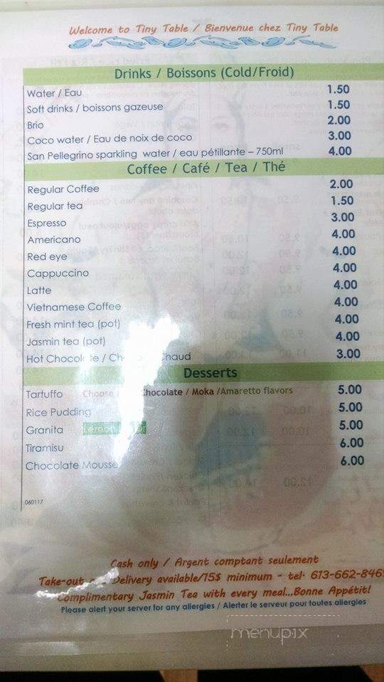 Tiny Table - Cornwall, ON menu_pic