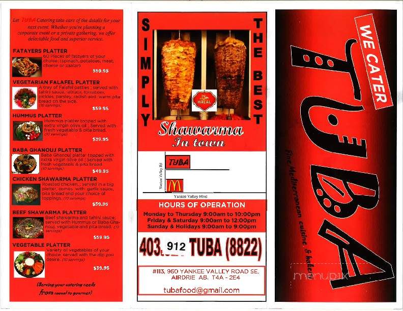 Tuba - Airdrie, AB menu_pic