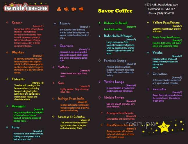 Twinkle Cube Cafe - Richmond, BC menu_pic