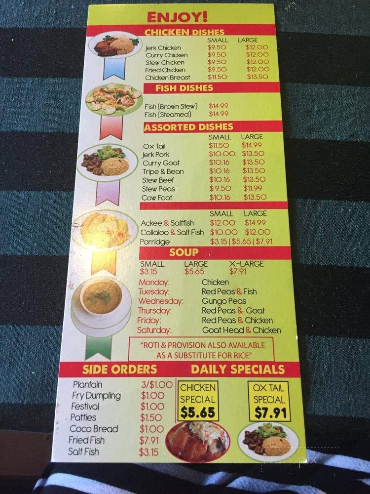 Vineyard Jamaican Restaurant - Bolton, ON menu_pic