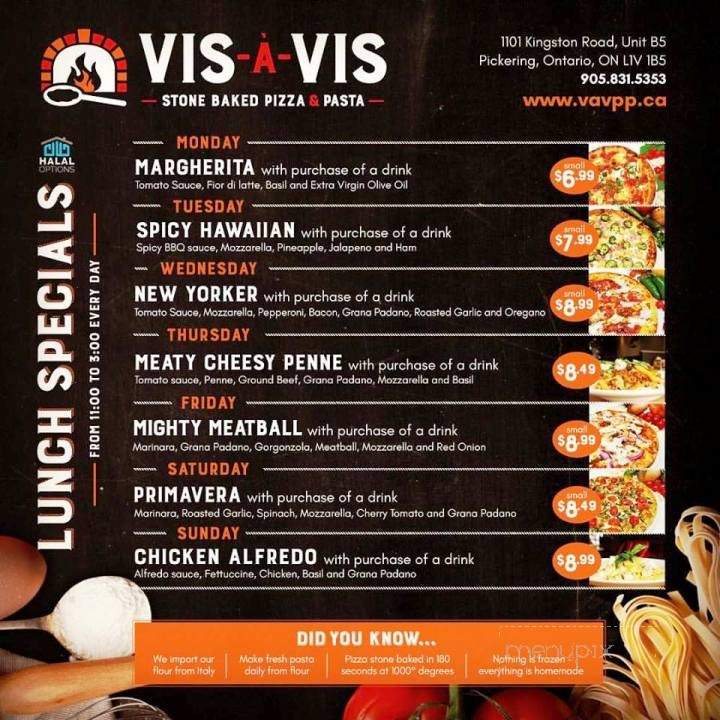 Vis-a-Vis - Pickering, ON menu_pic