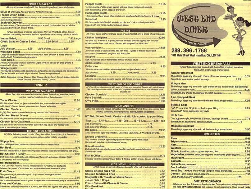 West End Diner - Hamilton, ON menu_pic