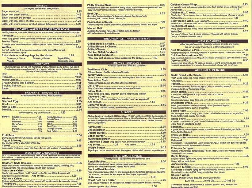 West End Diner - Hamilton, ON menu_pic