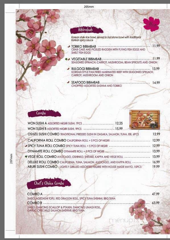 Won Japanese Restaurant - Gibsons, BC menu_pic