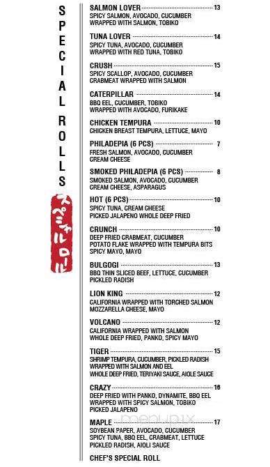 Yanagi Sushi - Toronto, ON menu_pic