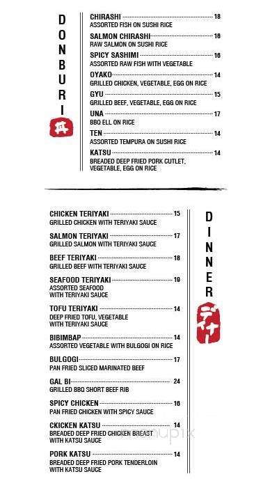 Yanagi Sushi - Toronto, ON menu_pic