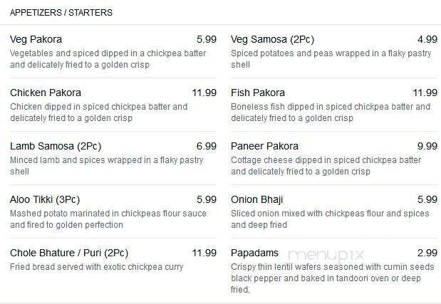 Taj Grill and Bar - Grande Prairie, AB menu_pic