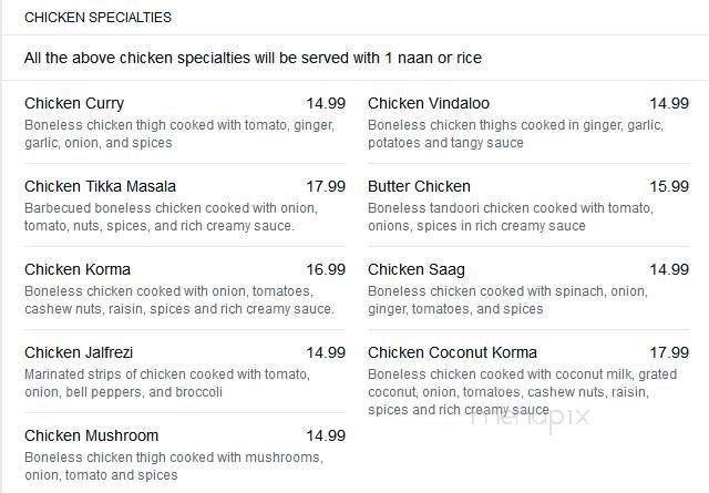 Taj Grill and Bar - Grande Prairie, AB menu_pic
