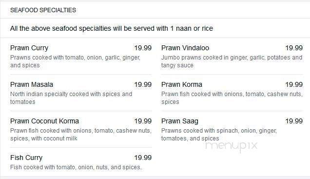 Taj Grill and Bar - Grande Prairie, AB menu_pic