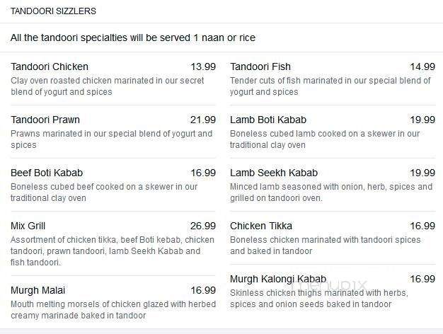 Taj Grill and Bar - Grande Prairie, AB menu_pic