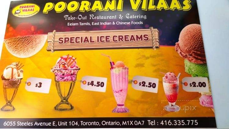 Poorani Vilaas - Toronto, ON menu_pic