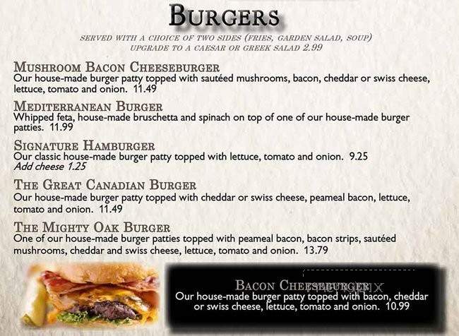 The Oak Grill - London, ON menu_pic