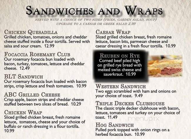 The Oak Grill - London, ON menu_pic