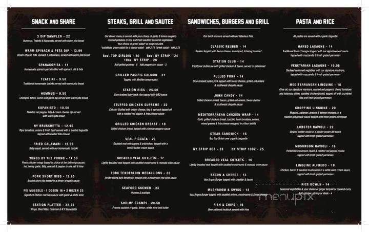 The Station Restaurant & Bar - Lacombe, AB menu_pic