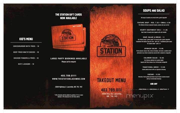 The Station Restaurant & Bar - Lacombe, AB menu_pic