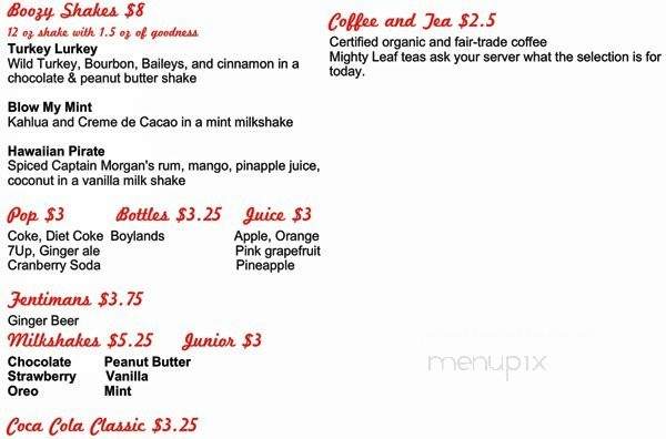 Lucy's Eastside Diner - Vancouver, BC menu_pic