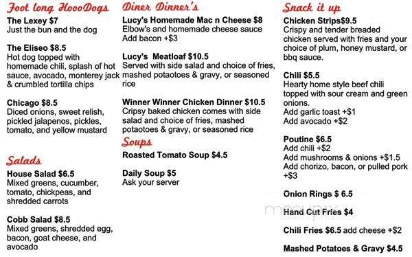 Lucy's Eastside Diner - Vancouver, BC menu_pic