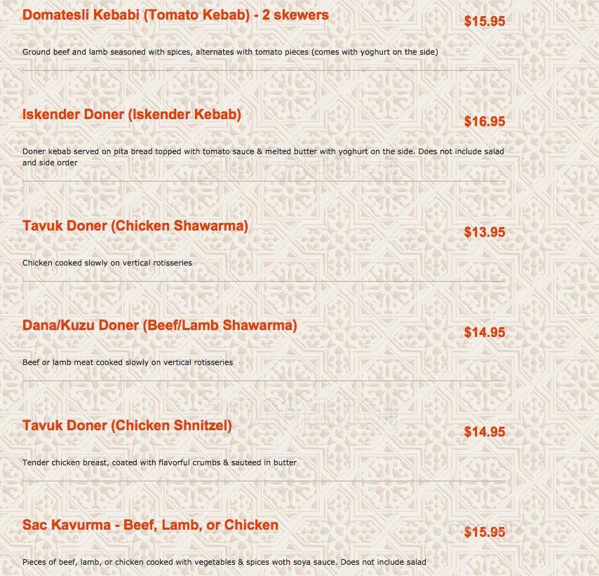 Taste of Istanbul Grill - Vaughan, ON menu_pic