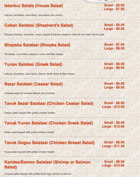 Taste of Istanbul Grill - Vaughan, ON menu_pic