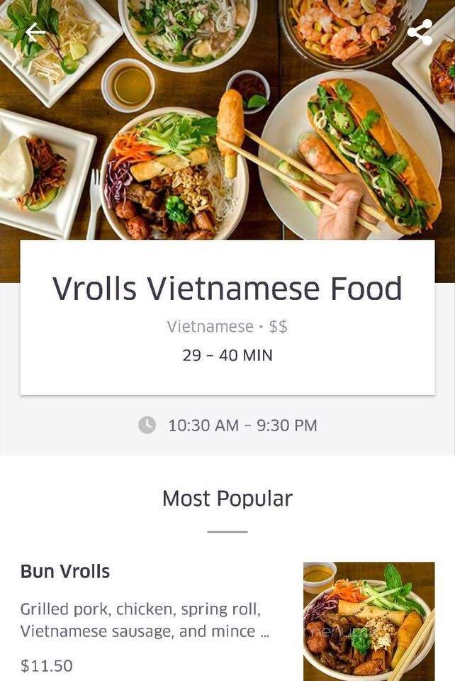 Vrolls Vietnamese Food - Vaughan, ON menu_pic