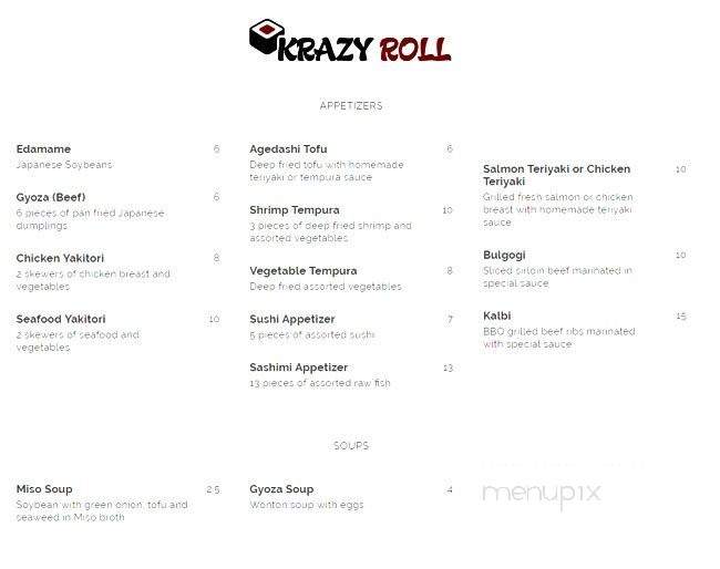 Krazy Roll - Toronto, ON menu_pic