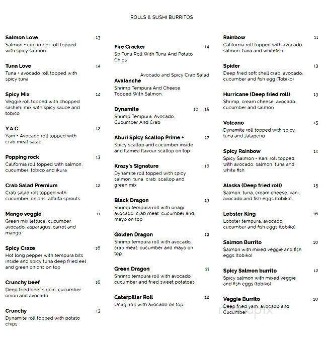 Krazy Roll - Toronto, ON menu_pic