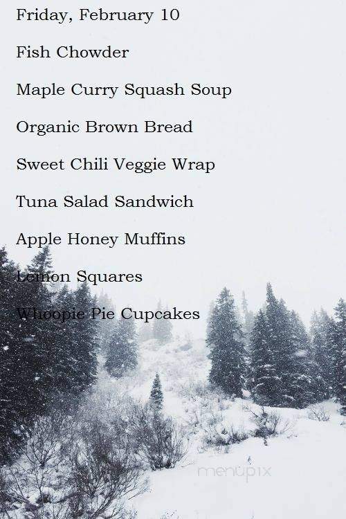 Creek Village Gallery & Cafe - Woodstock, NB menu_pic