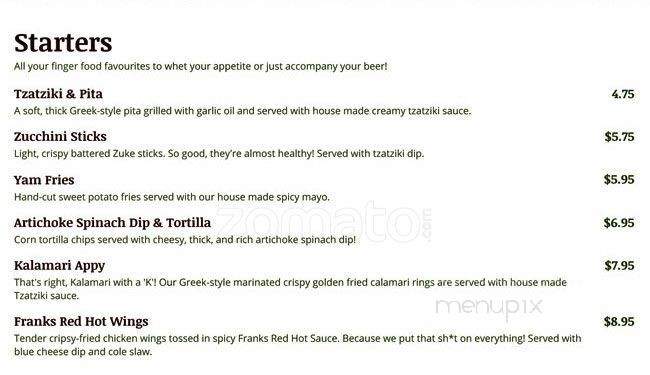 Sixth Street Grill - New Westminster, BC menu_pic