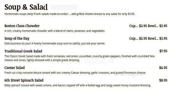Sixth Street Grill - New Westminster, BC menu_pic