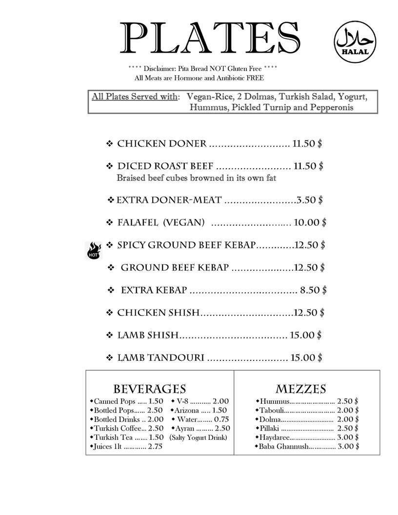 Efes Turkish Doner - Victoria, BC menu_pic