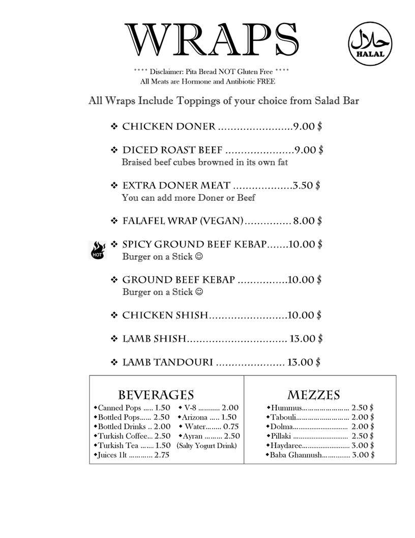 Efes Turkish Doner - Victoria, BC menu_pic